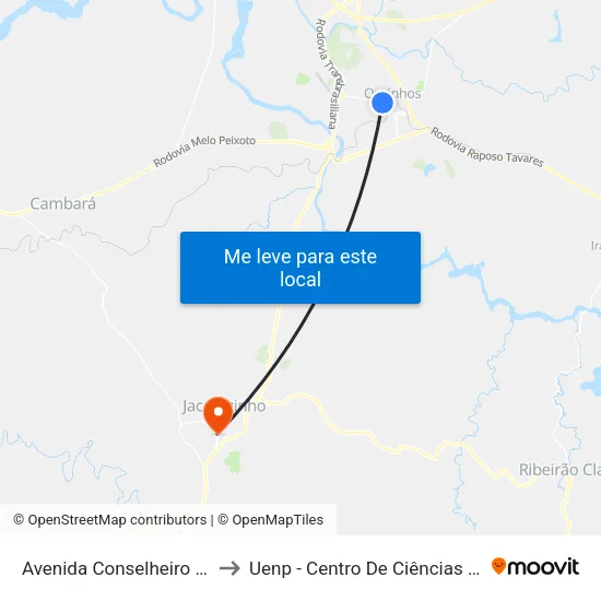 Avenida Conselheiro Rodrigues Alves, 141-183 to Uenp - Centro De Ciências Humanas E Da Educação Cche map