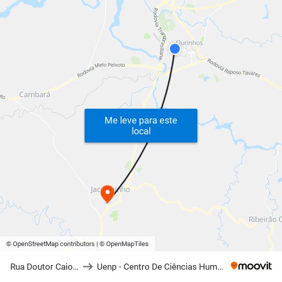 Rua Doutor Caio Mizubuti, 169 to Uenp - Centro De Ciências Humanas E Da Educação Cche map