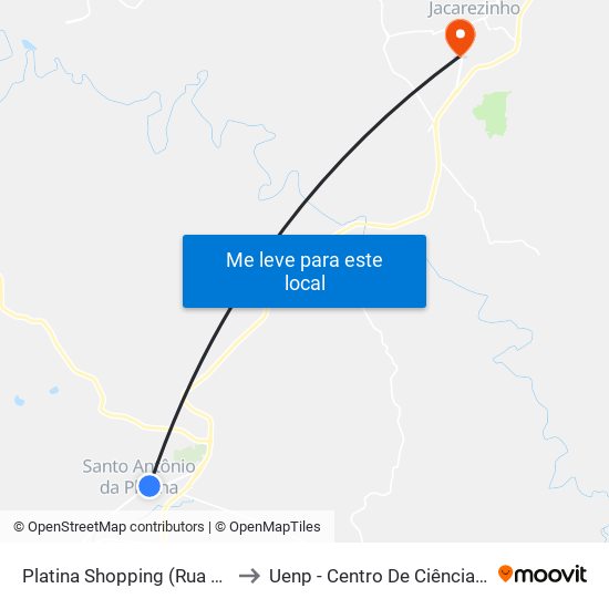 Platina Shopping (Rua Marechal Floriano Peixoto 380) to Uenp - Centro De Ciências Humanas E Da Educação Cche map