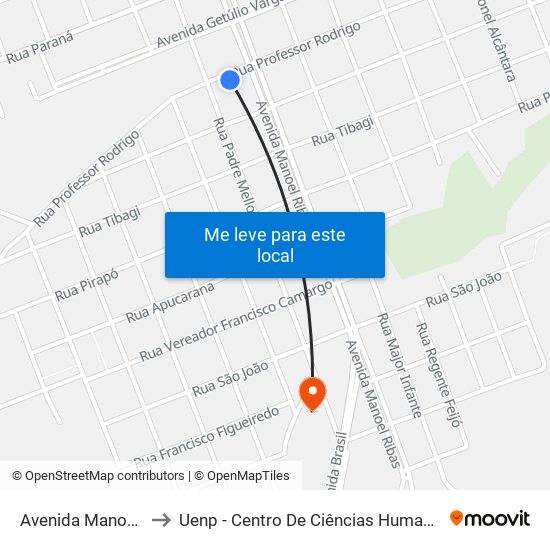 Avenida Manoel Ribas, 460 to Uenp - Centro De Ciências Humanas E Da Educação Cche map