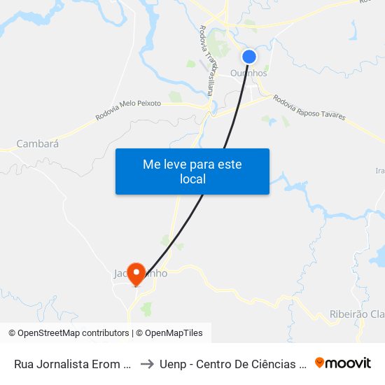 Rua Jornalista Erom Domingues, 473-537 to Uenp - Centro De Ciências Sociais Aplicadas – Ccsa map