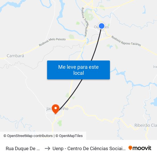 Rua Duque De Caxias, 849 to Uenp - Centro De Ciências Sociais Aplicadas – Ccsa map