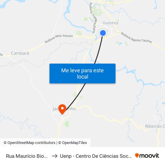 Rua Maurício Biondo Neto, 480 to Uenp - Centro De Ciências Sociais Aplicadas – Ccsa map