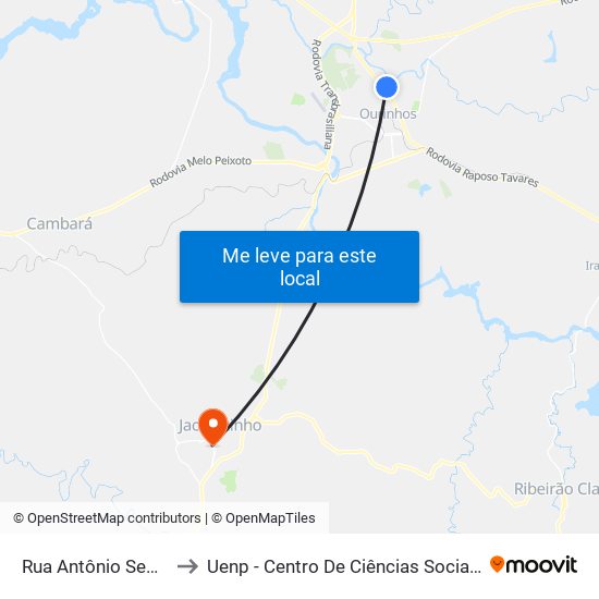 Rua Antônio Segala, 86-168 to Uenp - Centro De Ciências Sociais Aplicadas – Ccsa map