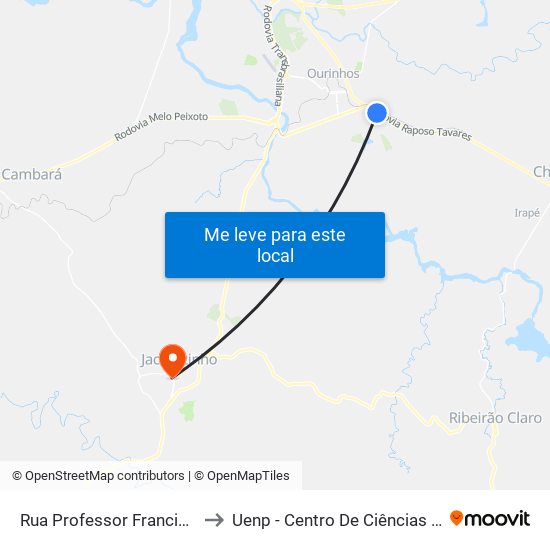 Rua Professor Francisco Duas Megrad, 755 to Uenp - Centro De Ciências Sociais Aplicadas – Ccsa map