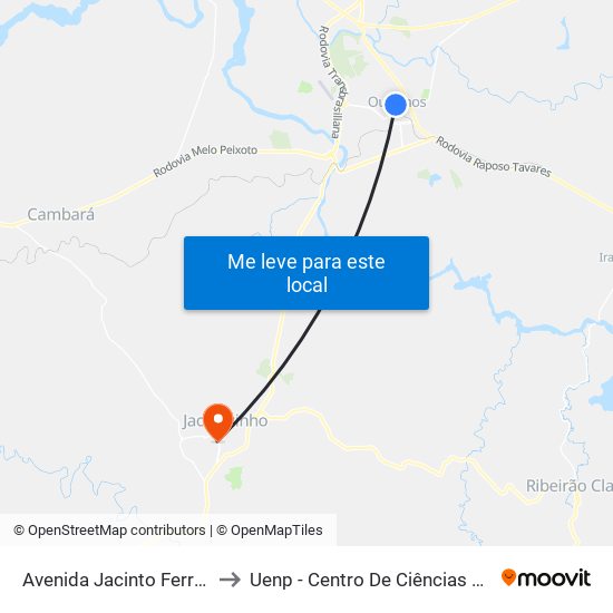 Avenida Jacinto Ferreira De Sá, 384-496 to Uenp - Centro De Ciências Sociais Aplicadas – Ccsa map