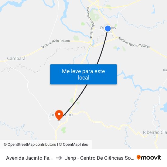 Avenida Jacinto Ferreira De Sá, 475 to Uenp - Centro De Ciências Sociais Aplicadas – Ccsa map