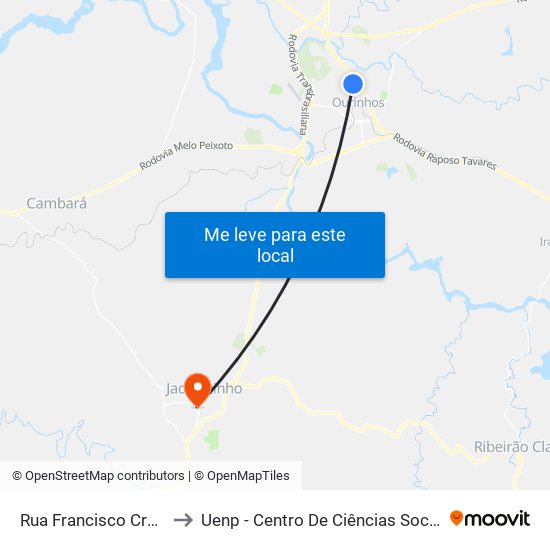 Rua Francisco Crespo, 199-249 to Uenp - Centro De Ciências Sociais Aplicadas – Ccsa map