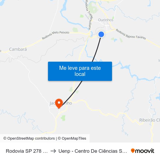 Rodovia SP 278 (Mello Peixoto) to Uenp - Centro De Ciências Sociais Aplicadas – Ccsa map