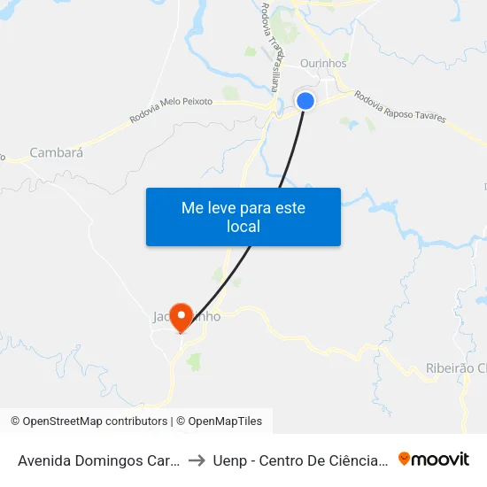 Avenida Domingos Carmelingo Caló, 2827-2865 to Uenp - Centro De Ciências Sociais Aplicadas – Ccsa map