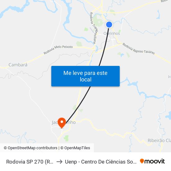 Rodovia SP 270 (Raposo Tavares) to Uenp - Centro De Ciências Sociais Aplicadas – Ccsa map