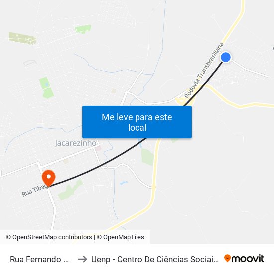 Rua Fernando Botareli, 75 to Uenp - Centro De Ciências Sociais Aplicadas – Ccsa map