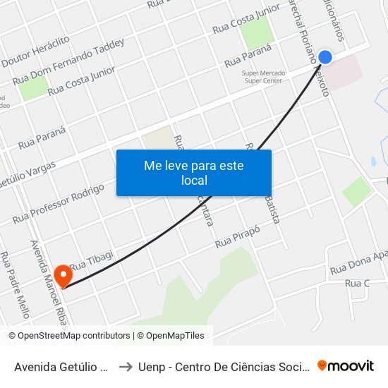 Avenida Getúlio Vargas, 1248 to Uenp - Centro De Ciências Sociais Aplicadas – Ccsa map