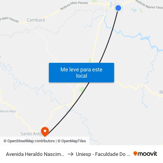 Avenida Heraldo Nascimento Abujamra, 285-351 to Uniesp - Faculdade Do Norte Pioneiro Fanorpi map