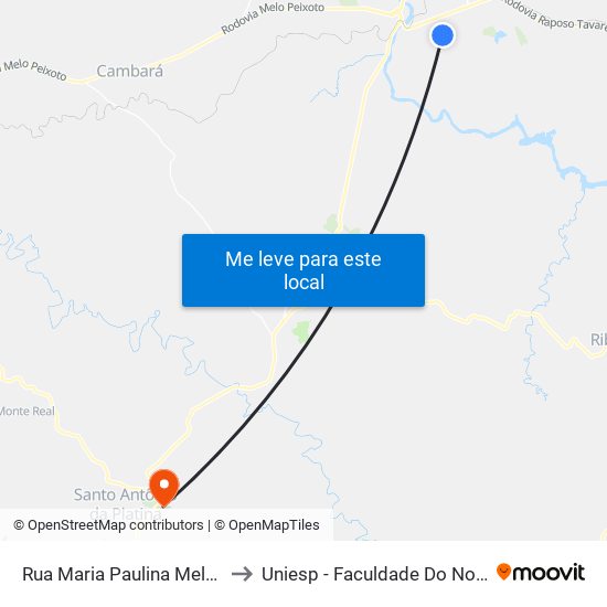 Rua Maria Paulina Melchior Da Silva, 573 to Uniesp - Faculdade Do Norte Pioneiro Fanorpi map