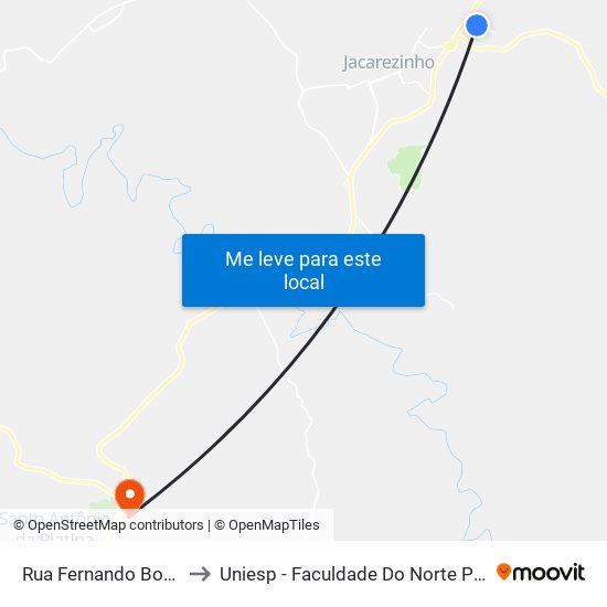 Rua Fernando Botareli, 235 to Uniesp - Faculdade Do Norte Pioneiro Fanorpi map