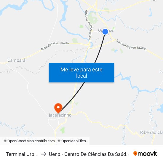 Terminal Urbano to Uenp - Centro De Ciências Da Saúde - Ccs map