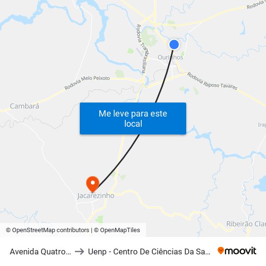 Avenida Quatro, 107 to Uenp - Centro De Ciências Da Saúde - Ccs map