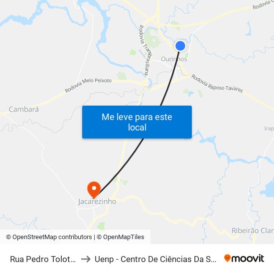 Rua Pedro Toloto, 257 to Uenp - Centro De Ciências Da Saúde - Ccs map