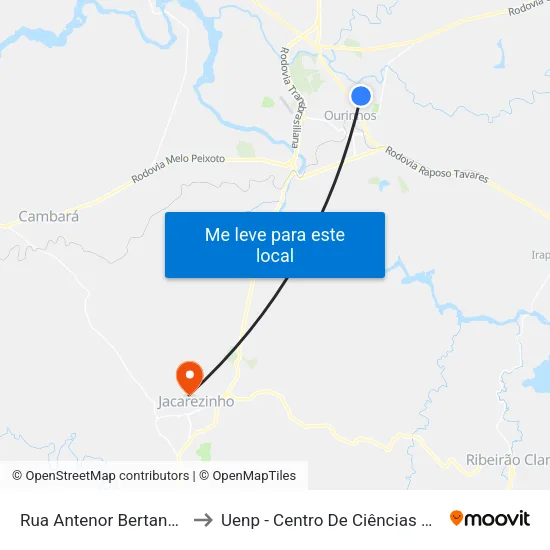 Rua Antenor Bertanha, 174-252 to Uenp - Centro De Ciências Da Saúde - Ccs map