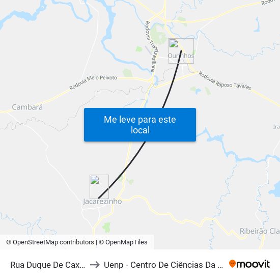 Rua Duque De Caxias, 870 to Uenp - Centro De Ciências Da Saúde - Ccs map