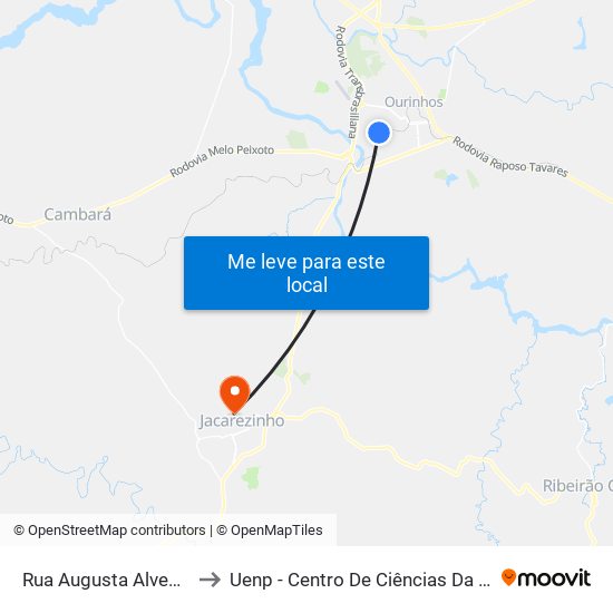 Rua Augusta Alves Stoppa to Uenp - Centro De Ciências Da Saúde - Ccs map