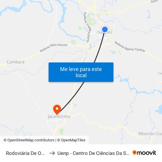 Rodoviária De Ourinhos to Uenp - Centro De Ciências Da Saúde - Ccs map