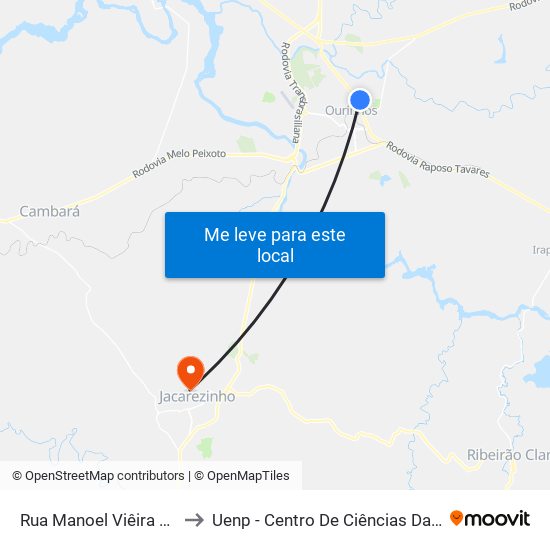Rua Manoel Viêira Júnior, 31 to Uenp - Centro De Ciências Da Saúde - Ccs map