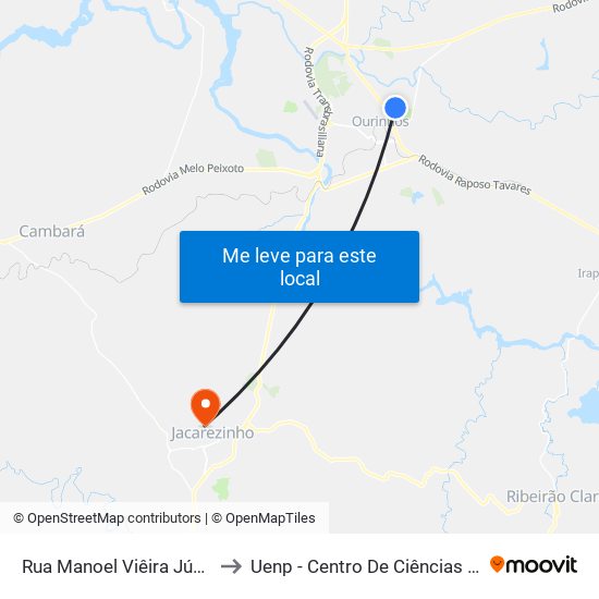 Rua Manoel Viêira Júnior, 333-397 to Uenp - Centro De Ciências Da Saúde - Ccs map