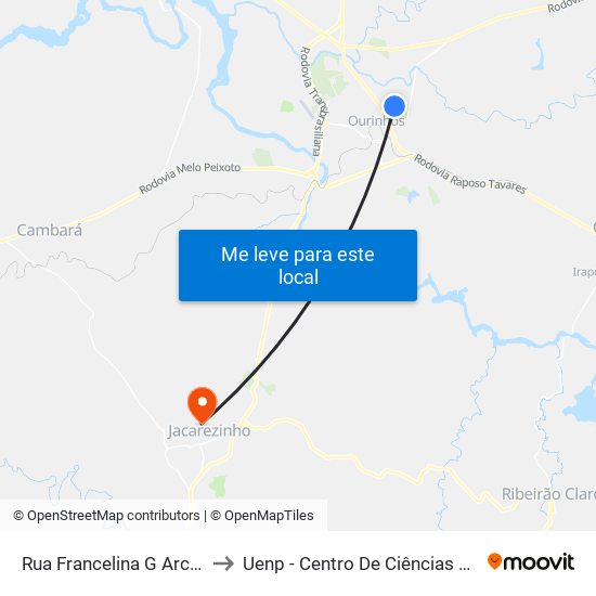 Rua Francelina G Arcângelo, 895 to Uenp - Centro De Ciências Da Saúde - Ccs map