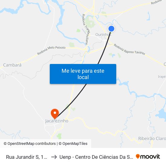 Rua Jurandir S, 107-157 to Uenp - Centro De Ciências Da Saúde - Ccs map