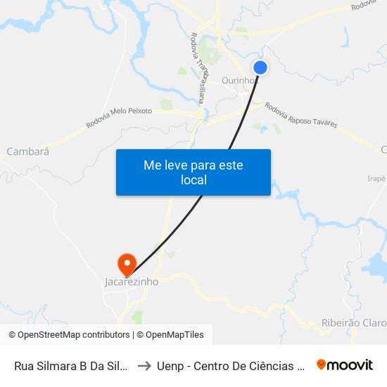 Rua Silmara B Da Silva, 169-225 to Uenp - Centro De Ciências Da Saúde - Ccs map