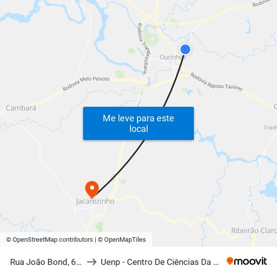 Rua João Bond, 650-912 to Uenp - Centro De Ciências Da Saúde - Ccs map