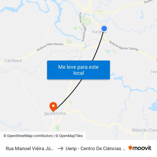 Rua Manoel Viêira Júnior, 670-726 to Uenp - Centro De Ciências Da Saúde - Ccs map