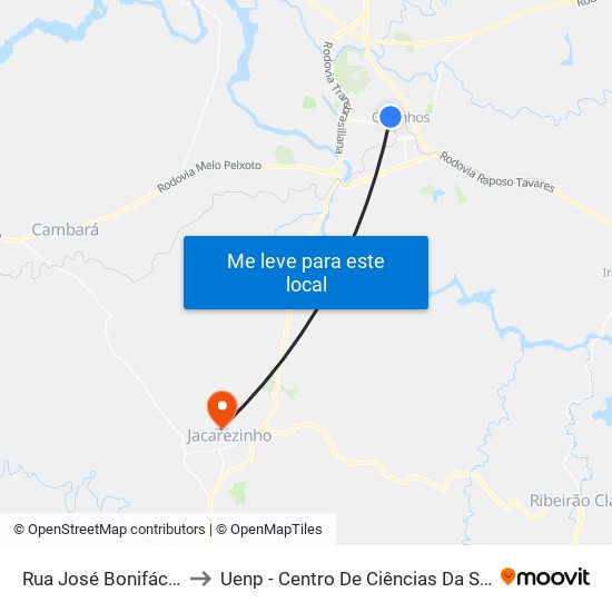 Rua José Bonifácio, 246 to Uenp - Centro De Ciências Da Saúde - Ccs map