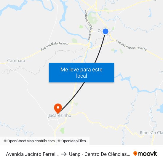Avenida Jacinto Ferreira De Sá, 475 to Uenp - Centro De Ciências Da Saúde - Ccs map