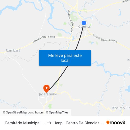 Cemitério Municipal De Ourinhos to Uenp - Centro De Ciências Da Saúde - Ccs map