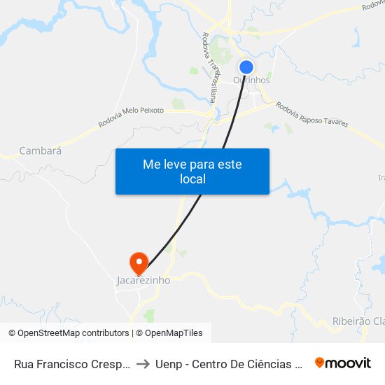 Rua Francisco Crespo, 305-359 to Uenp - Centro De Ciências Da Saúde - Ccs map