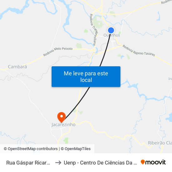 Rua Gáspar Ricardo, 1306 to Uenp - Centro De Ciências Da Saúde - Ccs map