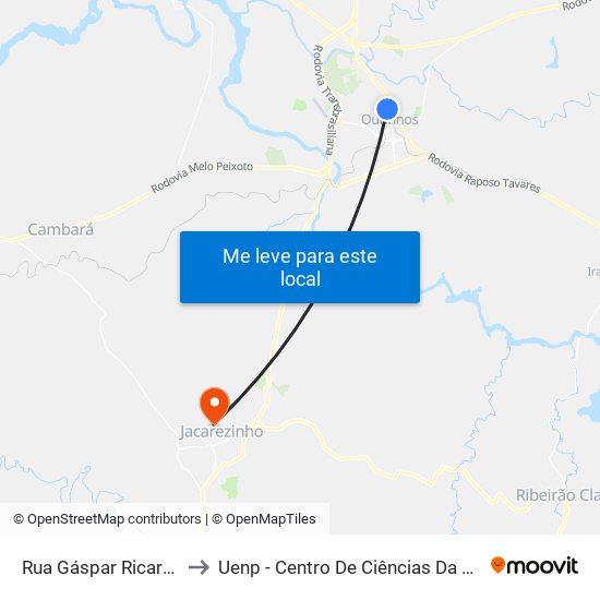 Rua Gáspar Ricardo, 892 to Uenp - Centro De Ciências Da Saúde - Ccs map