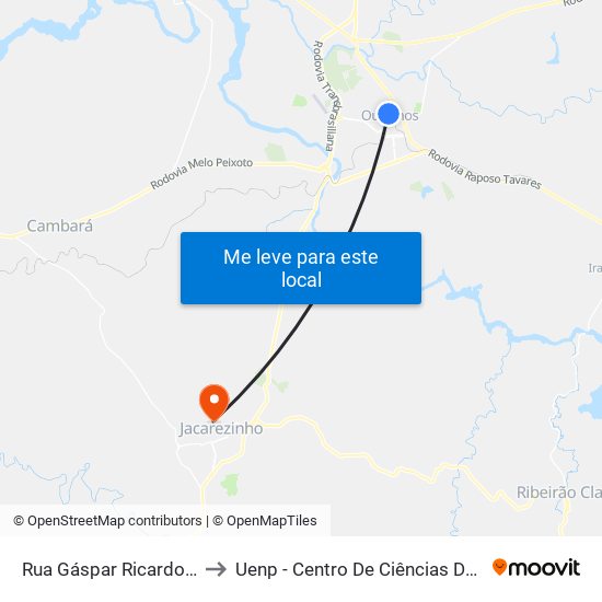 Rua Gáspar Ricardo, 272-332 to Uenp - Centro De Ciências Da Saúde - Ccs map