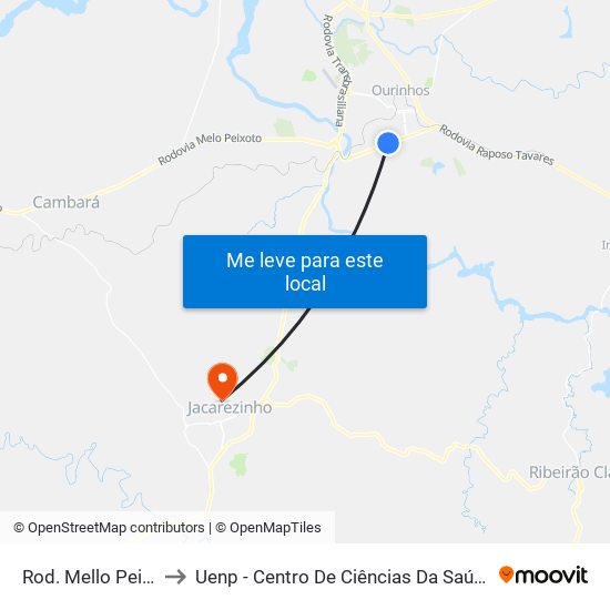 Rod. Mello Peixoto to Uenp - Centro De Ciências Da Saúde - Ccs map