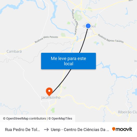 Rua Pedro De Tolêdo, 347 to Uenp - Centro De Ciências Da Saúde - Ccs map