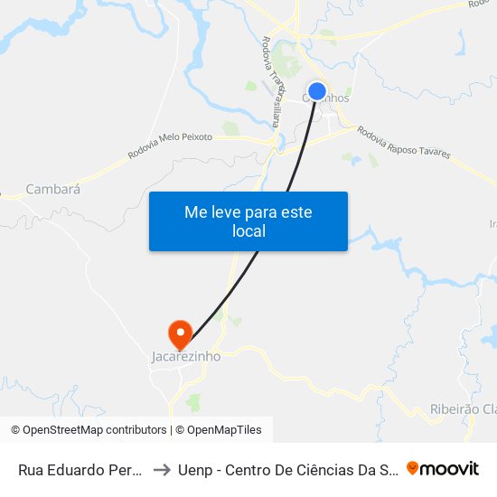 Rua Eduardo Peres, 343 to Uenp - Centro De Ciências Da Saúde - Ccs map