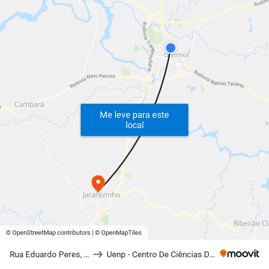 Rua Eduardo Peres, 982-1050 to Uenp - Centro De Ciências Da Saúde - Ccs map