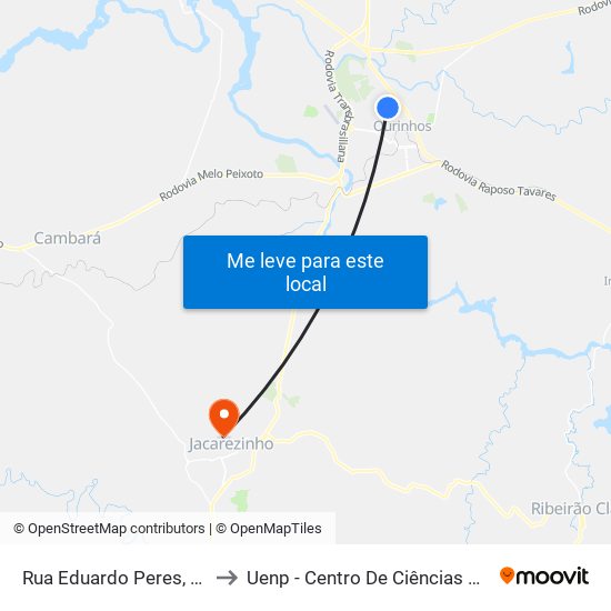 Rua Eduardo Peres, 1122-1202 to Uenp - Centro De Ciências Da Saúde - Ccs map