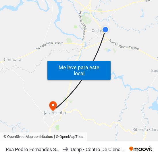 Rua Pedro Fernandes Sândano, 270-298 to Uenp - Centro De Ciências Da Saúde - Ccs map