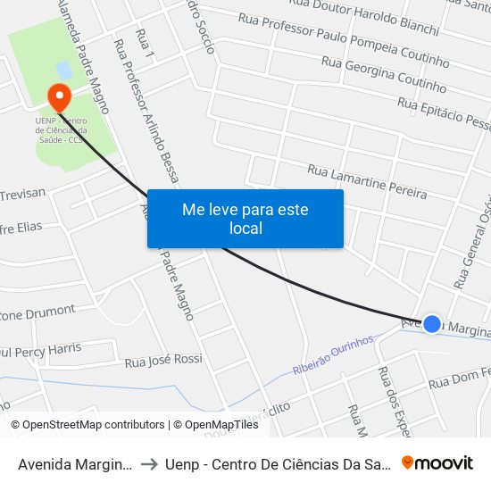 Avenida Marginal, 10 to Uenp - Centro De Ciências Da Saúde - Ccs map