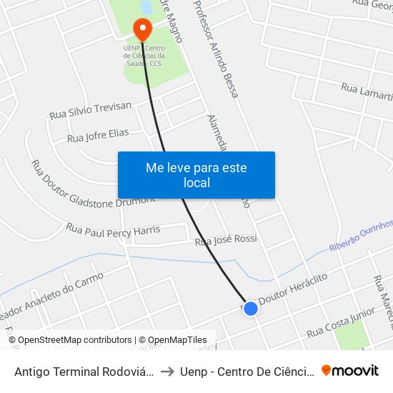 Antigo Terminal Rodoviário De Jacarezinho to Uenp - Centro De Ciências Da Saúde - Ccs map