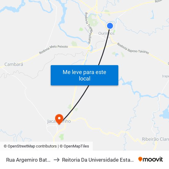 Rua Argemiro Batista Das Neves, 333 to Reitoria Da Universidade Estadual Do Norte Do Paraná - Uenp map